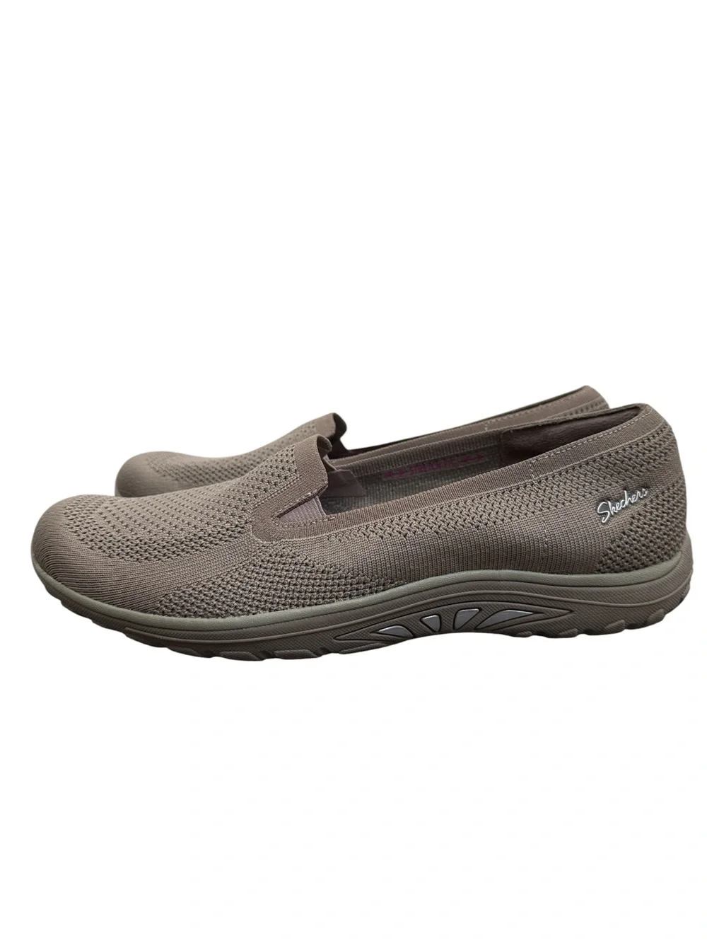 Skechers Taupe Slip On Loafers Womens 10 Air Cooled Memory Foam Relaxed Fit